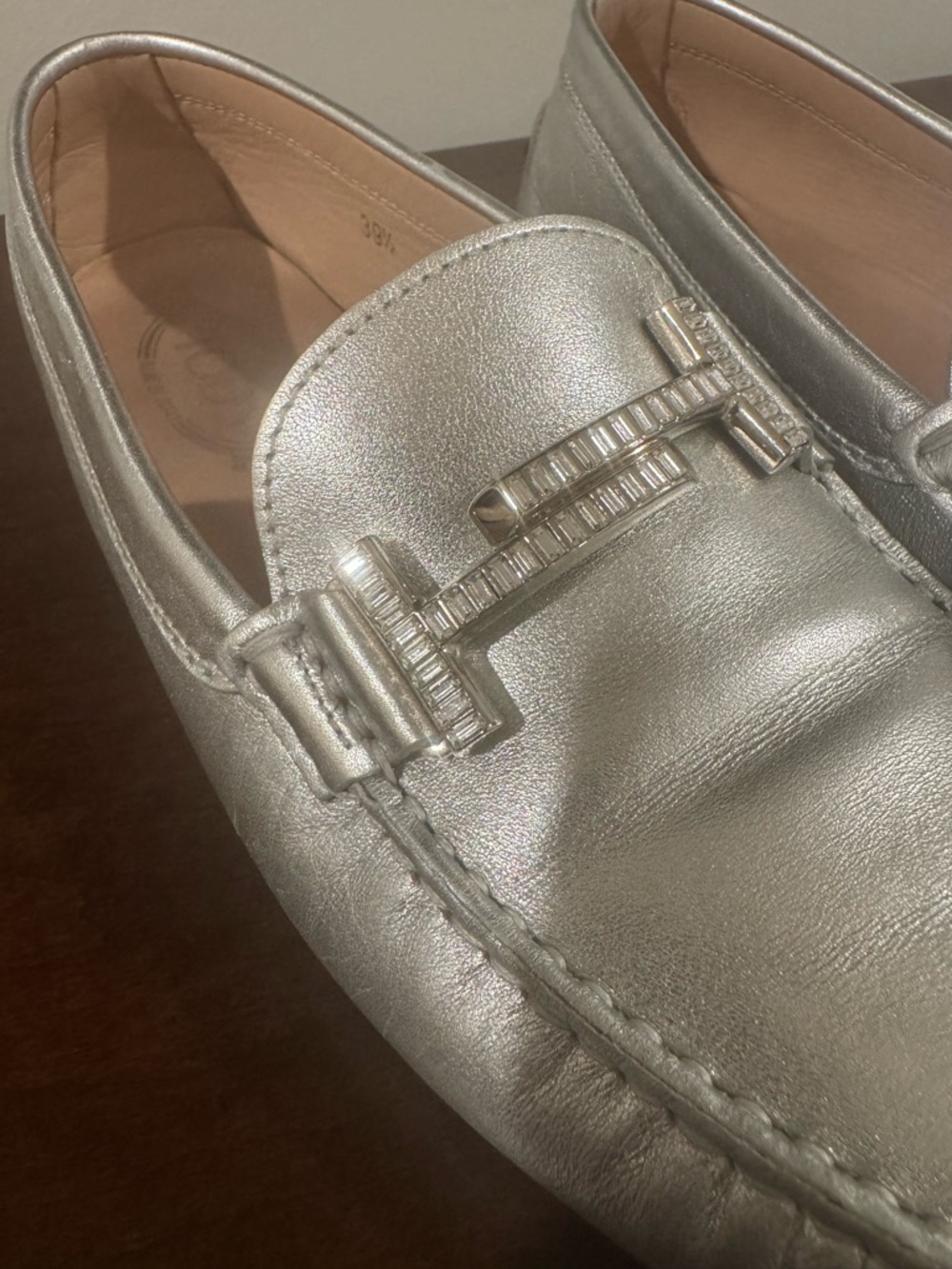 Tod’s Silver Double T Crystal Embellished Gommino Driving Shoes size 39.5 - Picture 5 of 12